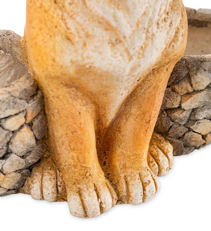 Plow & Hearth Garden Accents Yard & Garden Faux Stone Dog Statue Double Planter