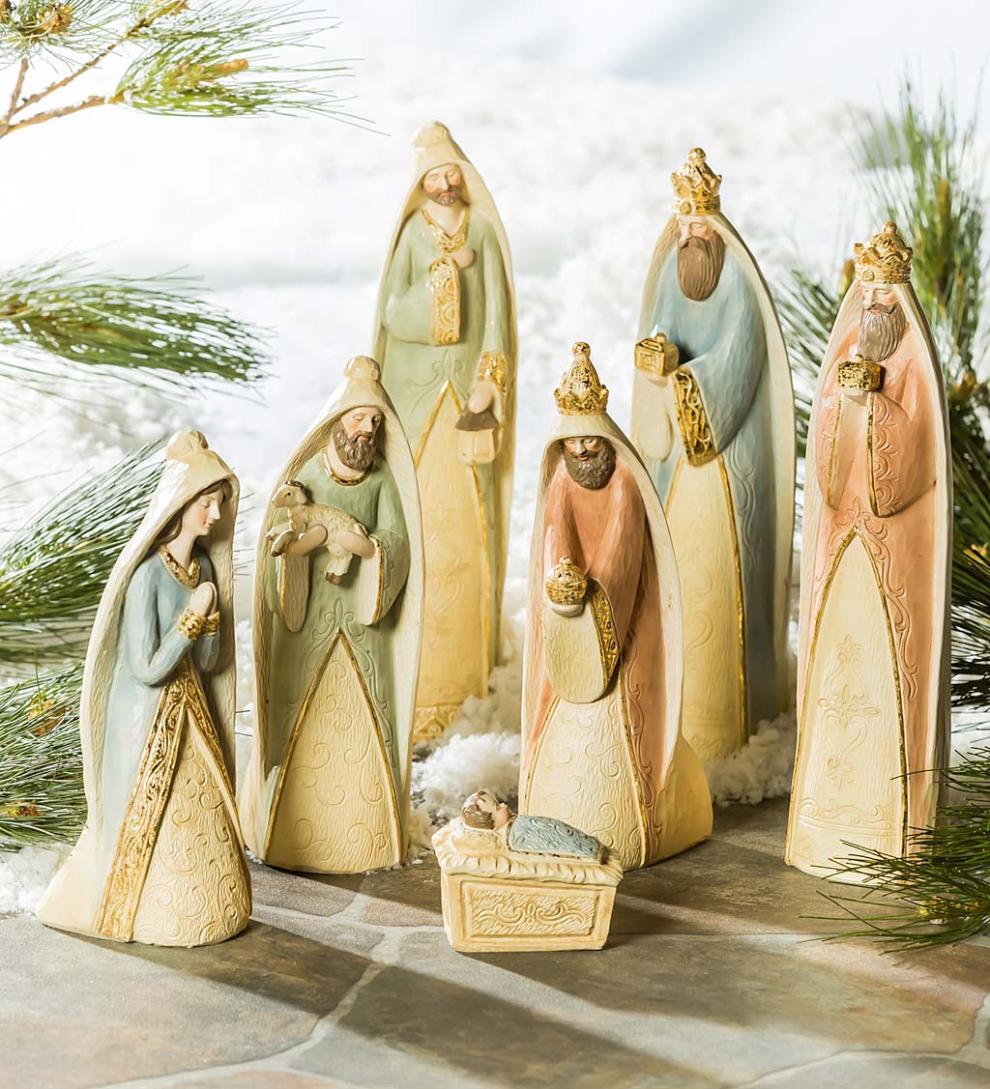 Plow & Hearth Garden Accents Yard & Garden Gilded Nativity Scene, Set Of 7