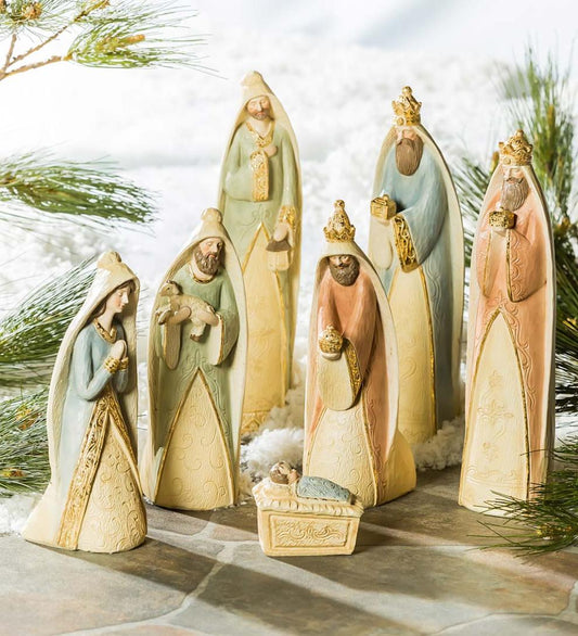 Plow & Hearth Garden Accents Yard & Garden Gilded Nativity Scene, Set Of 7