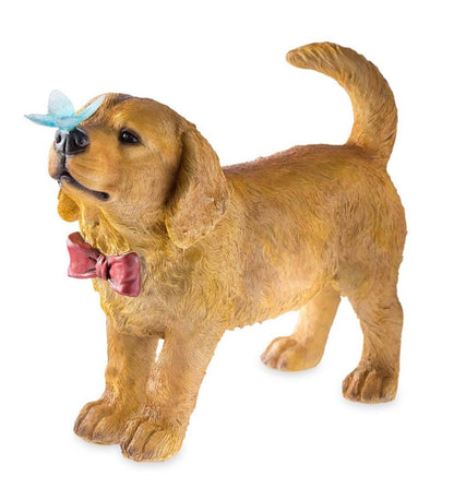 Plow & Hearth Garden Accents Yard & Garden Golden Retriever Puppy With Solar Butterfly Garden Statue