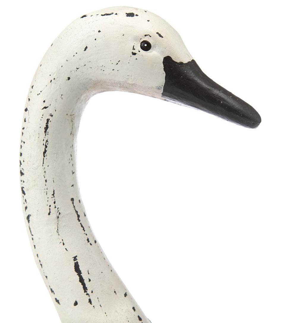 Plow & Hearth Garden Accents Yard & Garden Hand-Painted Holiday Swan Statue With Wreath