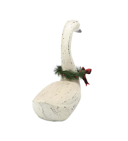 Plow & Hearth Garden Accents Yard & Garden Hand-Painted Holiday Swan Statue With Wreath