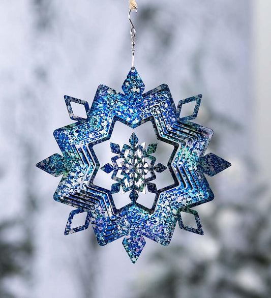 Plow & Hearth Garden Accents Yard & Garden Hanging Snowflake Illusion Metal Spinner