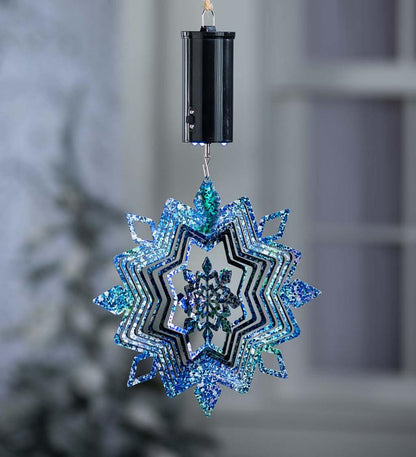 Plow & Hearth Garden Accents Yard & Garden Hanging Snowflake Illusion Metal Spinner
