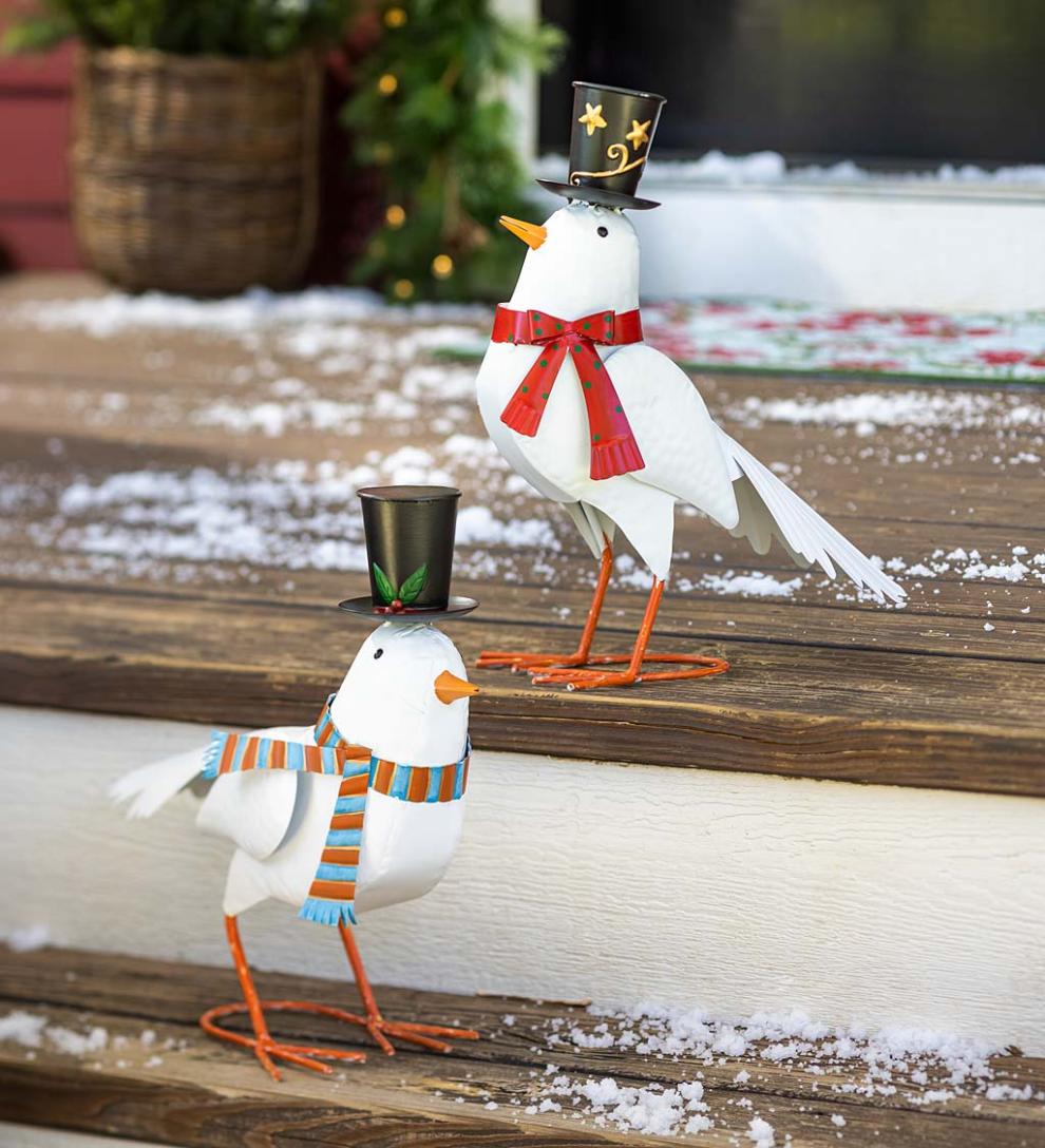 Plow & Hearth Garden Accents Yard & Garden Holiday Dove Metal Garden Statues, Set Of 2