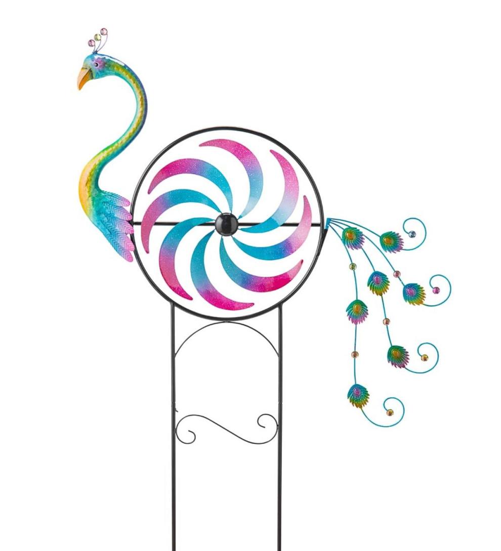 Plow & Hearth Garden Accents Yard & Garden Iridescent Peacock Wind Spinner