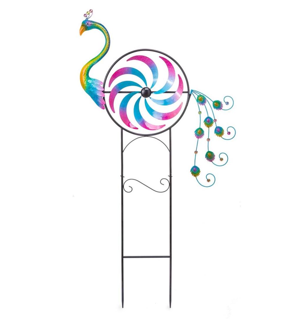 Plow & Hearth Garden Accents Yard & Garden Iridescent Peacock Wind Spinner