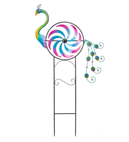Plow & Hearth Garden Accents Yard & Garden Iridescent Peacock Wind Spinner