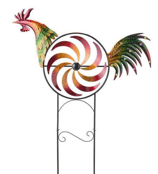 Plow & Hearth Garden Accents Yard & Garden Iridescent Rooster Wind Spinner
