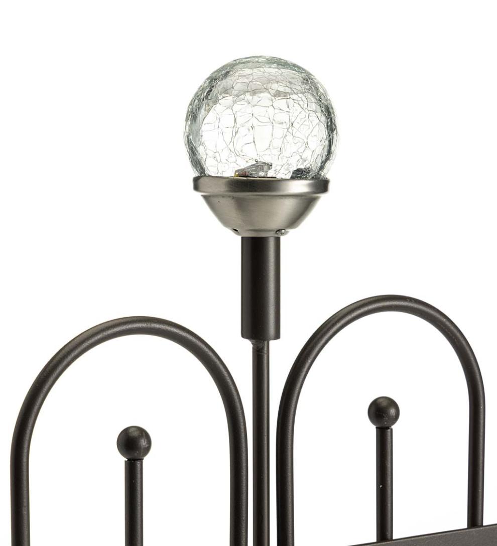 Plow & Hearth Garden Accents Yard & Garden Iron Fence Decorative Garden Edging With Solar Lights