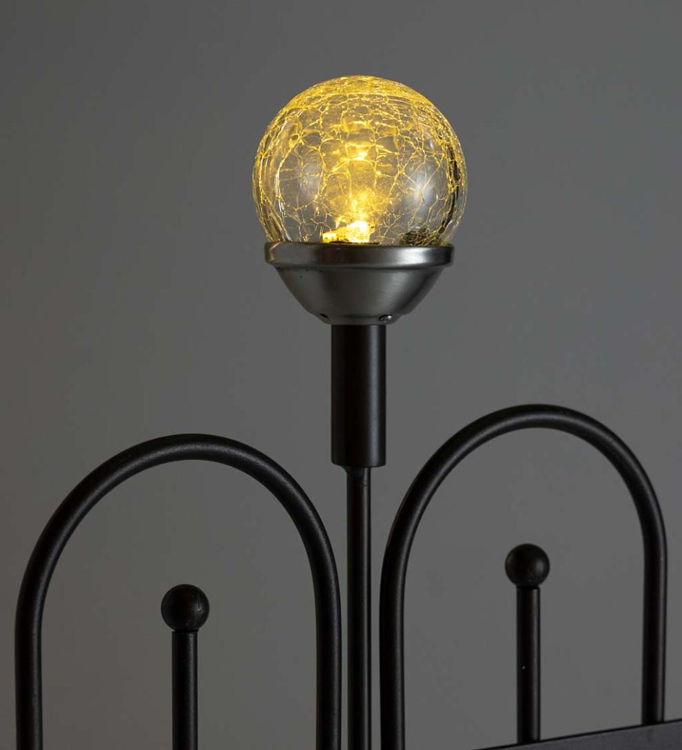 Plow & Hearth Garden Accents Yard & Garden Iron Fence Decorative Garden Edging With Solar Lights