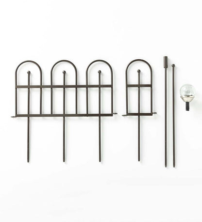 Plow & Hearth Garden Accents Yard & Garden Iron Fence Decorative Garden Edging With Solar Lights