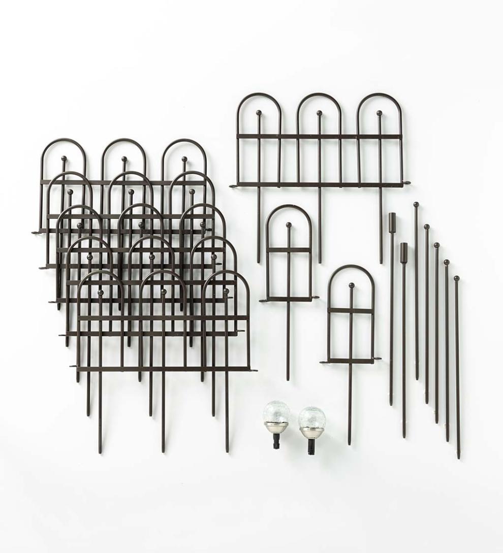 Plow & Hearth Garden Accents Yard & Garden Iron Fence Decorative Garden Edging With Solar Lights
