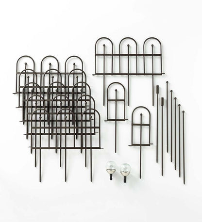 Plow & Hearth Garden Accents Yard & Garden Iron Fence Decorative Garden Edging With Solar Lights