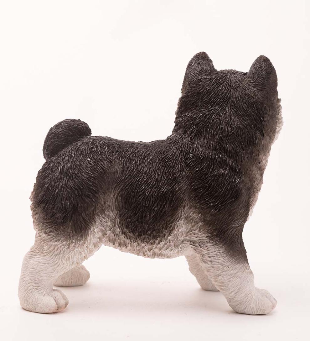 Plow & Hearth Garden Accents Yard & Garden Lifelike Indoor/Outdoor Siberian Husky Puppy Statues, Set Of 2