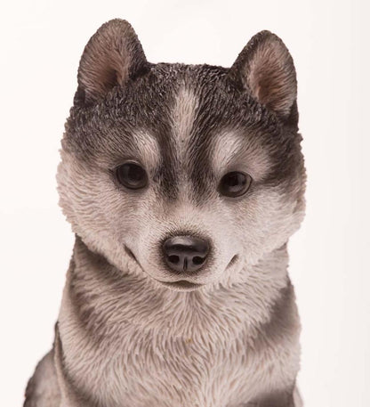 Plow & Hearth Garden Accents Yard & Garden Lifelike Indoor/Outdoor Siberian Husky Puppy Statues, Set Of 2