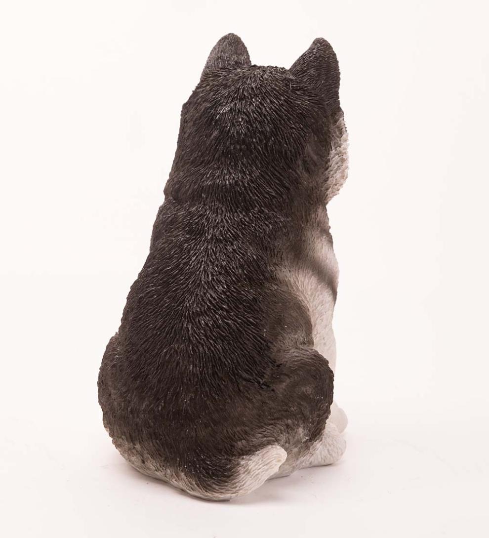 Plow & Hearth Garden Accents Yard & Garden Lifelike Indoor/Outdoor Siberian Husky Puppy Statues, Set Of 2