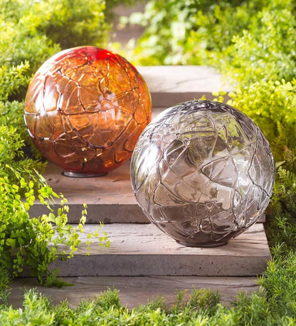 Plow & Hearth Garden Accents Yard & Garden Lighted Solar Glass Orb - Amber