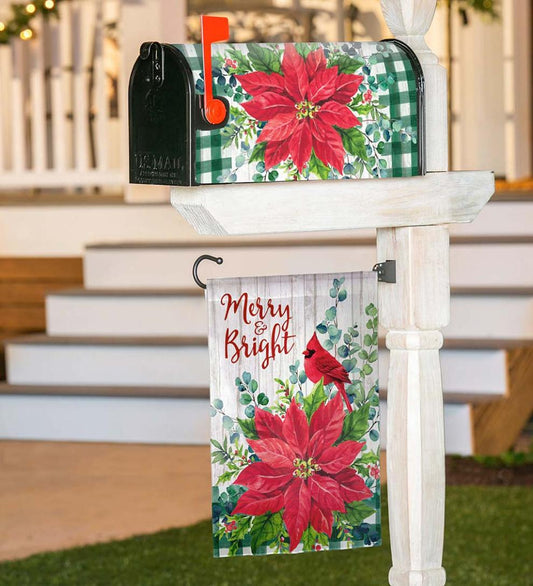 Plow & Hearth Garden Accents Yard & Garden Merry And Bright Poinsettia Magnetic Mailbox Cover