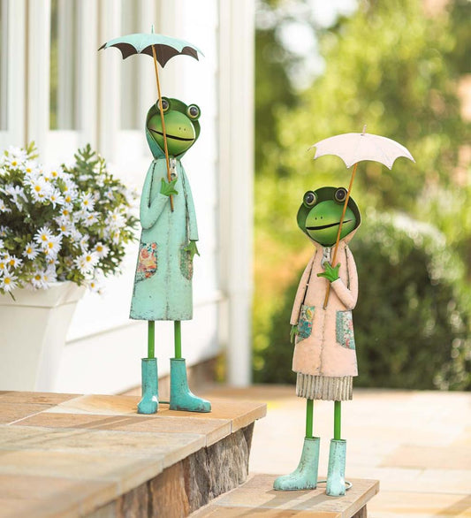 Plow & Hearth Garden Accents Yard & Garden Metal Storybook Frog Garden Statue - Blue