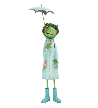 Plow & Hearth Garden Accents Yard & Garden Metal Storybook Frog Garden Statue - Blue