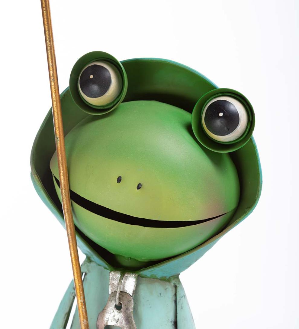 Plow & Hearth Garden Accents Yard & Garden Metal Storybook Frog Garden Statue - Blue