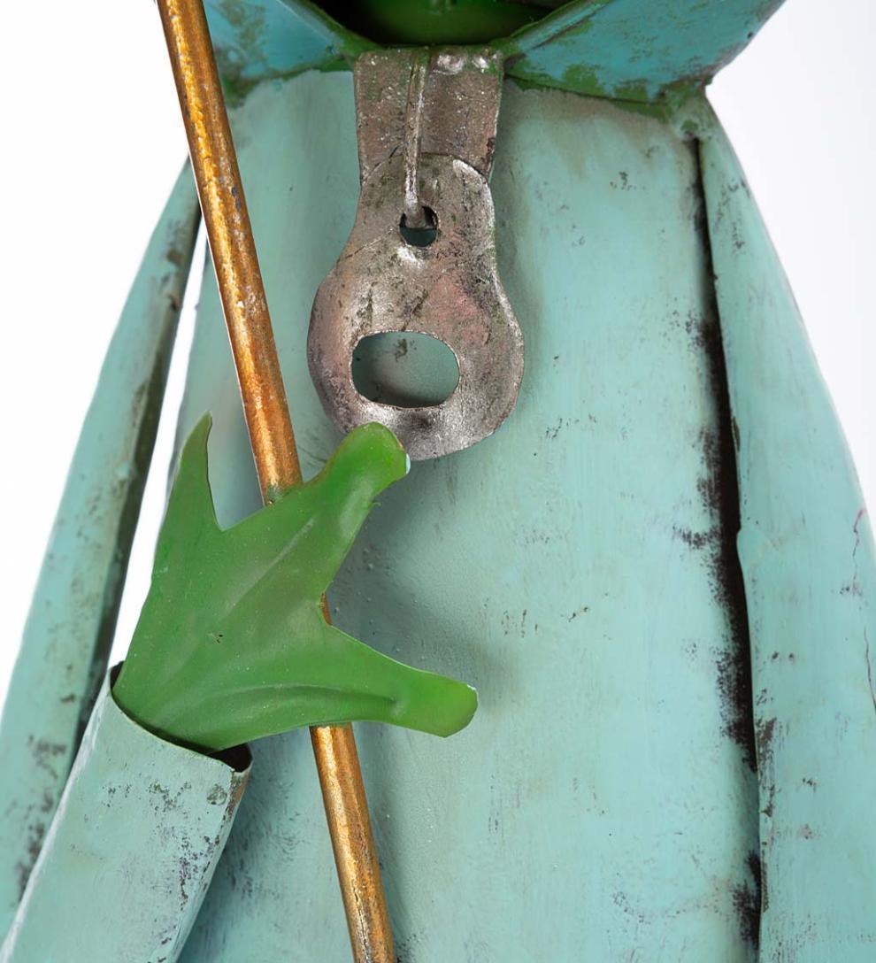 Plow & Hearth Garden Accents Yard & Garden Metal Storybook Frog Garden Statue - Blue