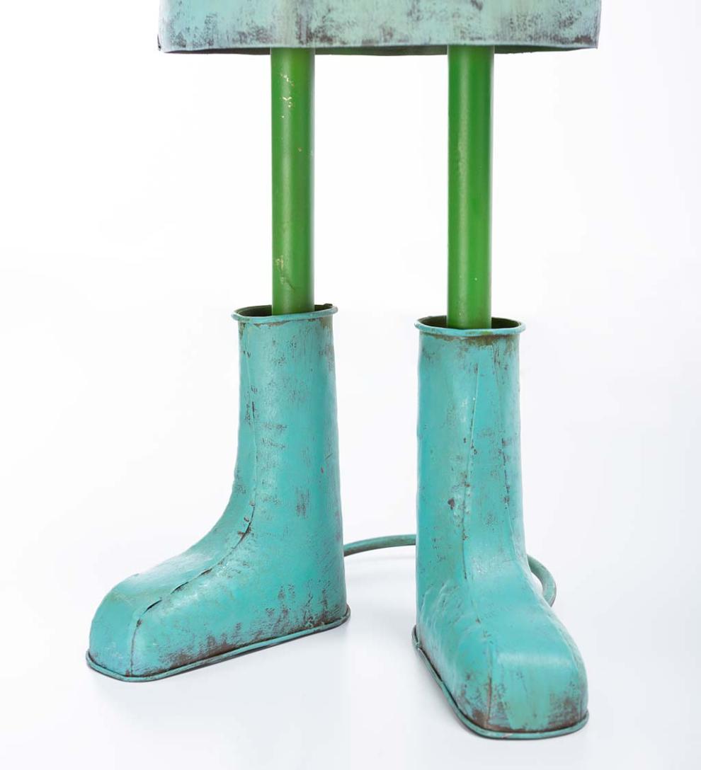 Plow & Hearth Garden Accents Yard & Garden Metal Storybook Frog Garden Statue - Blue