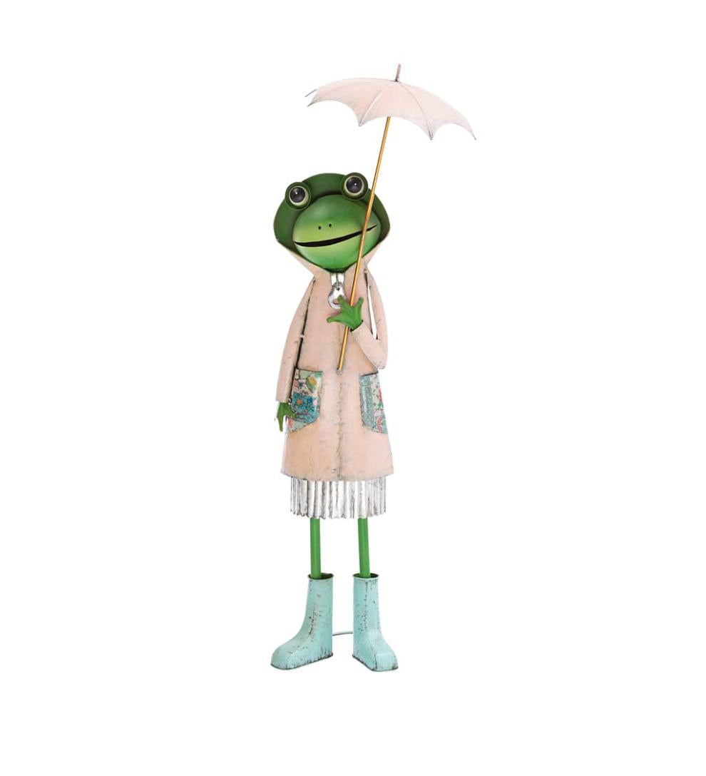 Plow & Hearth Garden Accents Yard & Garden Metal Storybook Frog Garden Statue - Blue