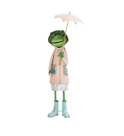 Plow & Hearth Garden Accents Yard & Garden Metal Storybook Frog Garden Statue - Blue