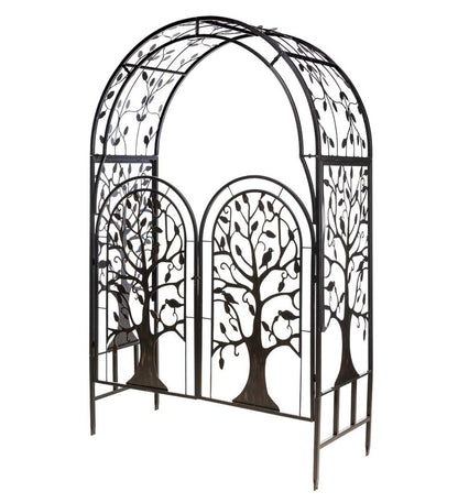 Plow & Hearth Garden Accents Yard & Garden Metal Tree Of Life Arched Garden Arbor With Gate