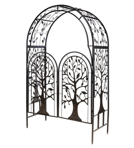 Plow & Hearth Garden Accents Yard & Garden Metal Tree Of Life Arched Garden Arbor With Gate