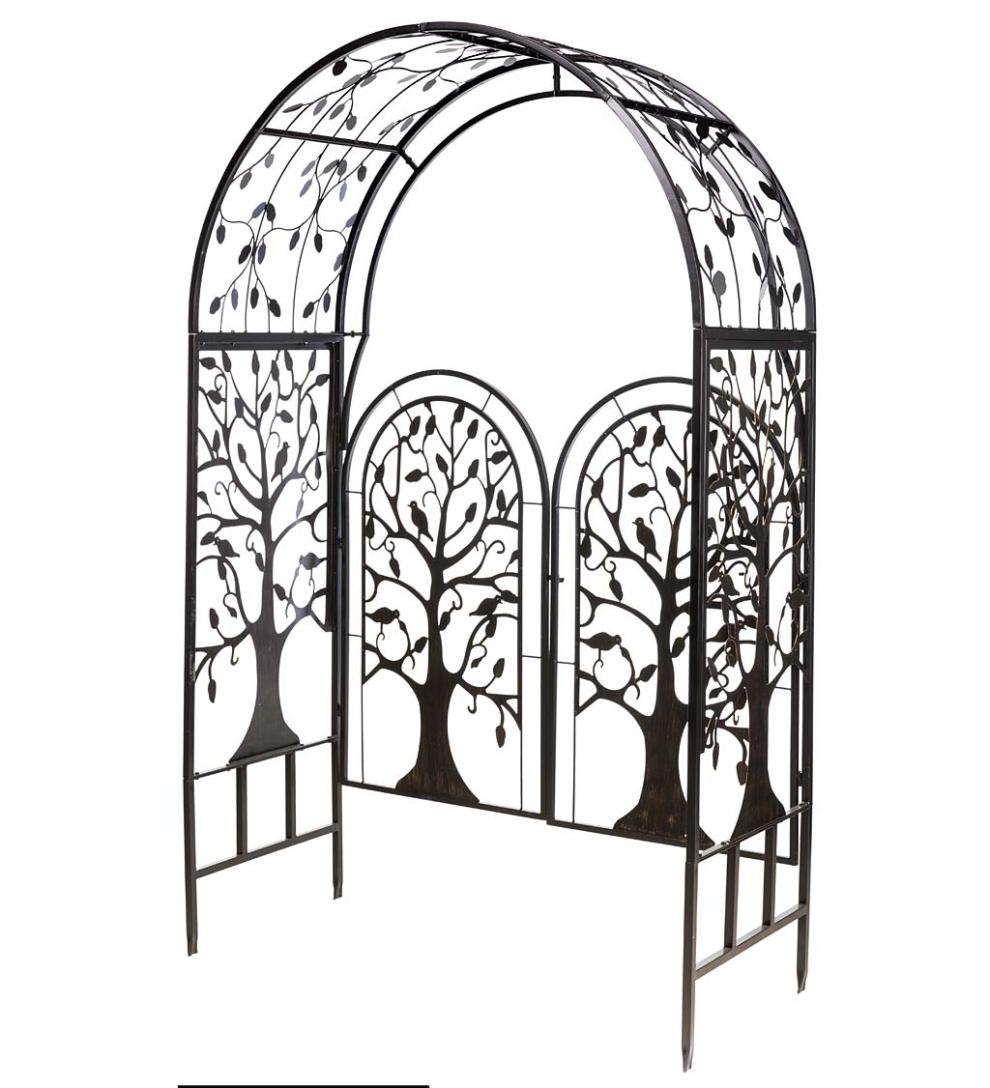Plow & Hearth Garden Accents Yard & Garden Metal Tree Of Life Arched Garden Arbor With Gate