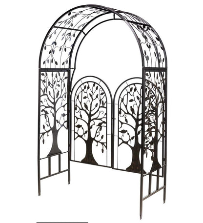 Plow & Hearth Garden Accents Yard & Garden Metal Tree Of Life Arched Garden Arbor With Gate