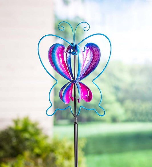 Plow & Hearth Garden Accents Yard & Garden Midi Colorful Flyer Metal Wind Spinner - Butterfly