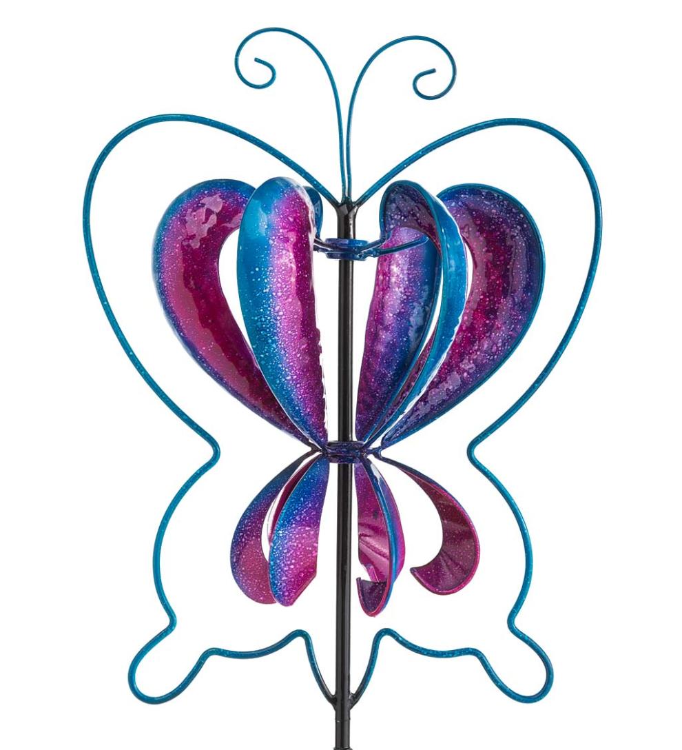 Plow & Hearth Garden Accents Yard & Garden Midi Colorful Flyer Metal Wind Spinner - Butterfly