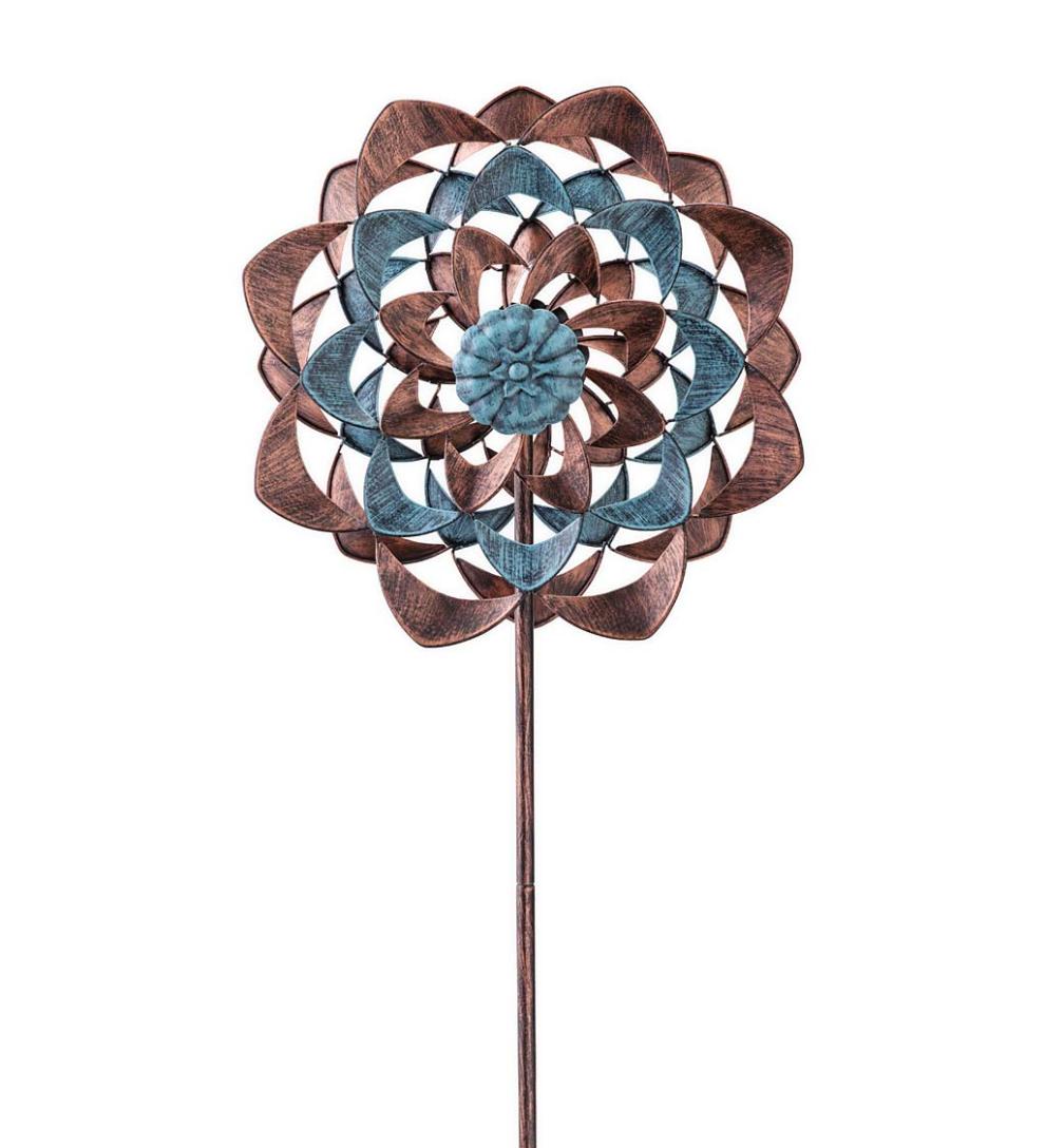 Plow & Hearth Garden Accents Yard & Garden Midi Copper And Blue Zinnia Wind Spinner