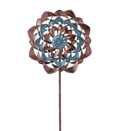 Plow & Hearth Garden Accents Yard & Garden Midi Copper And Blue Zinnia Wind Spinner