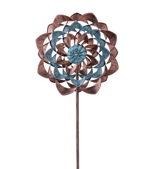 Plow & Hearth Garden Accents Yard & Garden Midi Copper And Blue Zinnia Wind Spinner