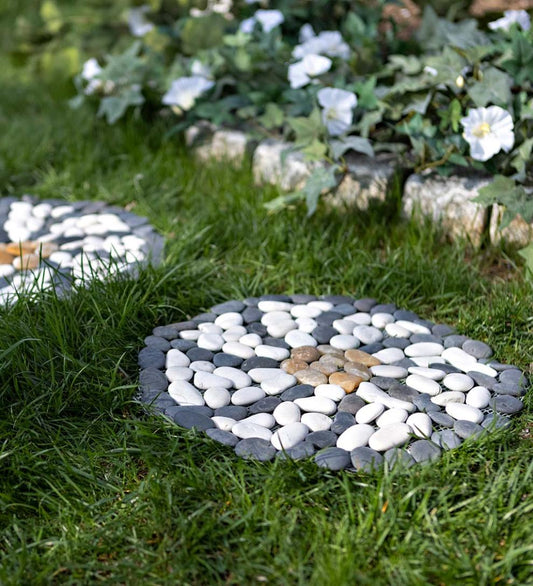 Plow & Hearth Garden Accents Yard & Garden Natural River Rock Stepping Stones, Set Of 3