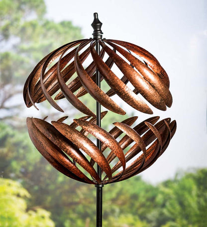 Plow & Hearth Garden Accents Yard & Garden Oversized Split Sphere Copper Metal Wind Spinner - Copper