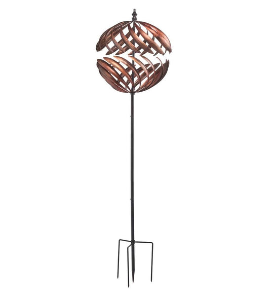 Plow & Hearth Garden Accents Yard & Garden Oversized Split Sphere Copper Metal Wind Spinner - Copper