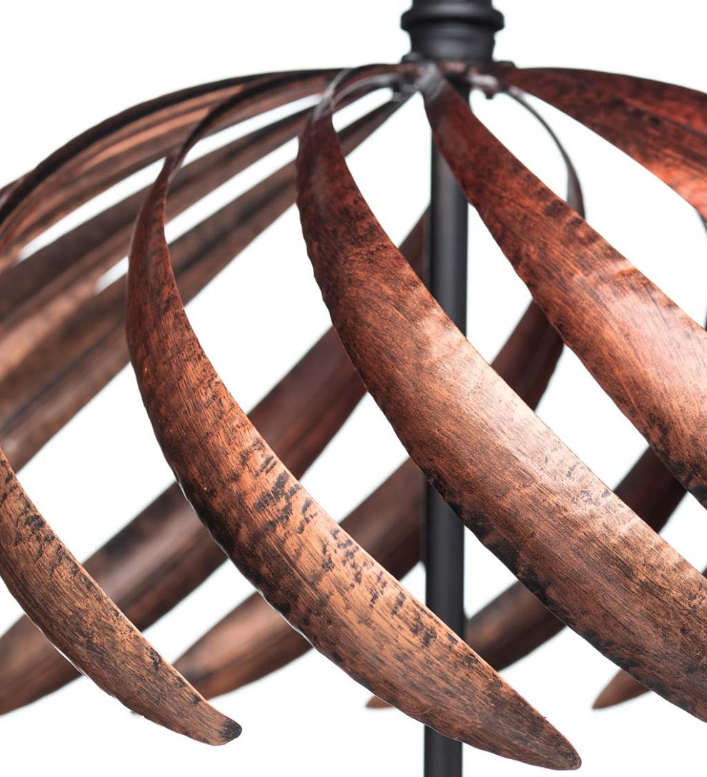 Plow & Hearth Garden Accents Yard & Garden Oversized Split Sphere Copper Metal Wind Spinner - Copper