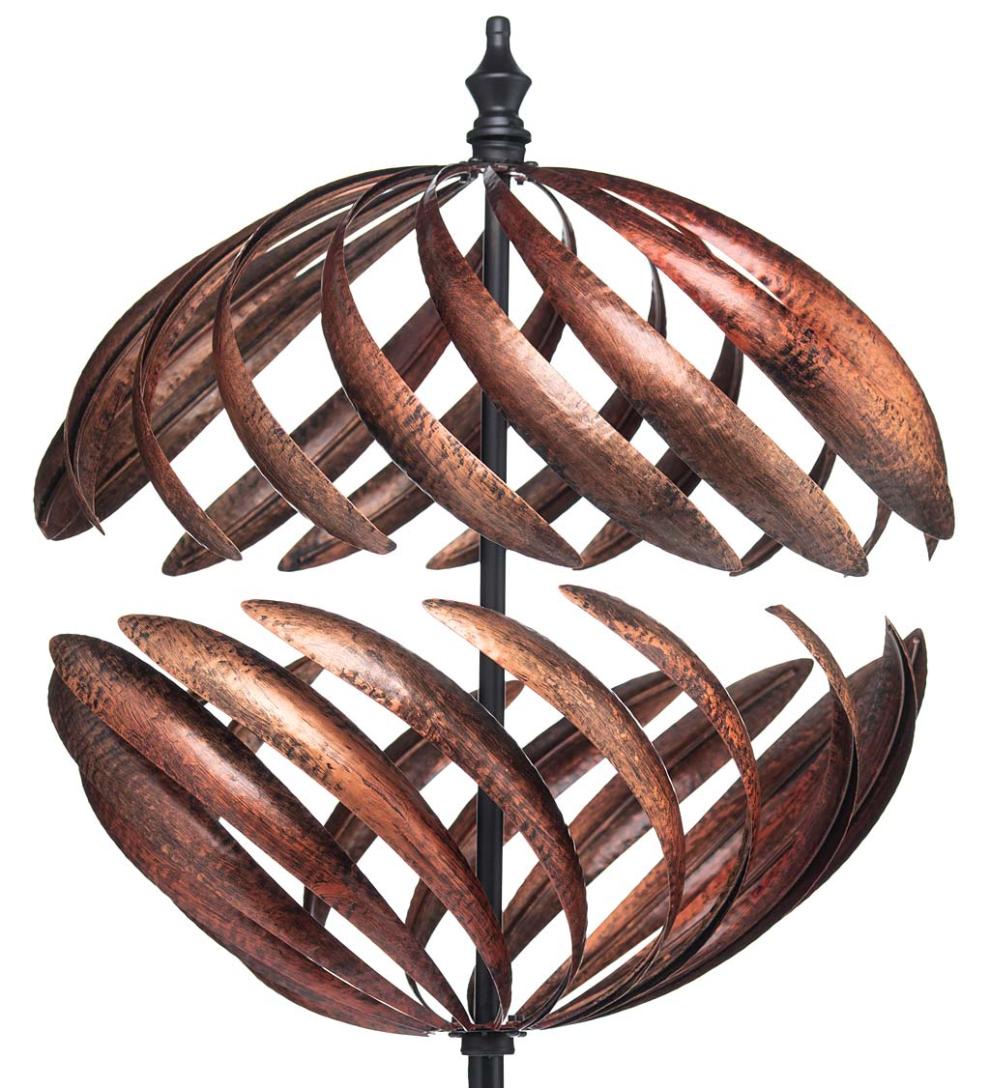 Plow & Hearth Garden Accents Yard & Garden Oversized Split Sphere Copper Metal Wind Spinner - Copper