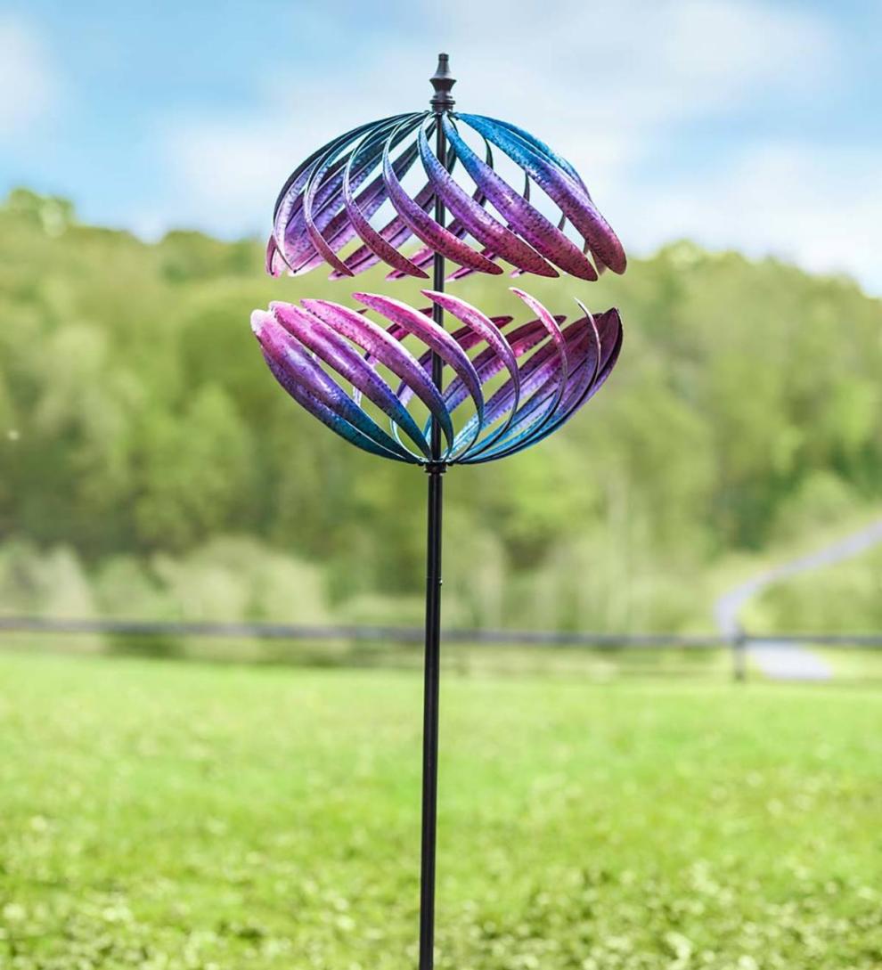Plow & Hearth Garden Accents Yard & Garden Oversized Split Sphere Metal Wind Spinner