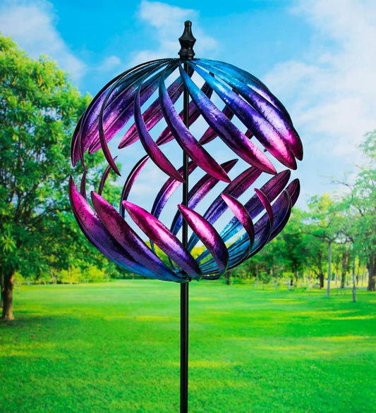 Plow & Hearth Garden Accents Yard & Garden Oversized Split Sphere Metal Wind Spinner