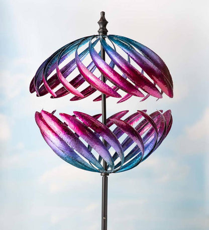 Plow & Hearth Garden Accents Yard & Garden Oversized Split Sphere Metal Wind Spinner