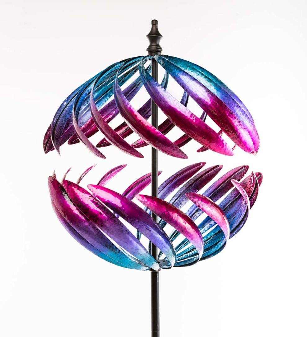 Plow & Hearth Garden Accents Yard & Garden Oversized Split Sphere Metal Wind Spinner