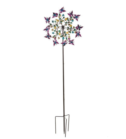 Plow & Hearth Garden Accents Yard & Garden Pink And Purple Butterfly Metal Wind Spinner