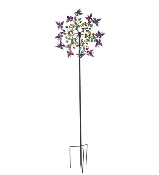 Plow & Hearth Garden Accents Yard & Garden Pink And Purple Butterfly Metal Wind Spinner